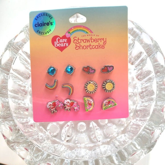 Claire's Jewelry - Care Bears Strawberry Shortcake 6 Pairs Stud Earring Set Gift Girl Jewelry